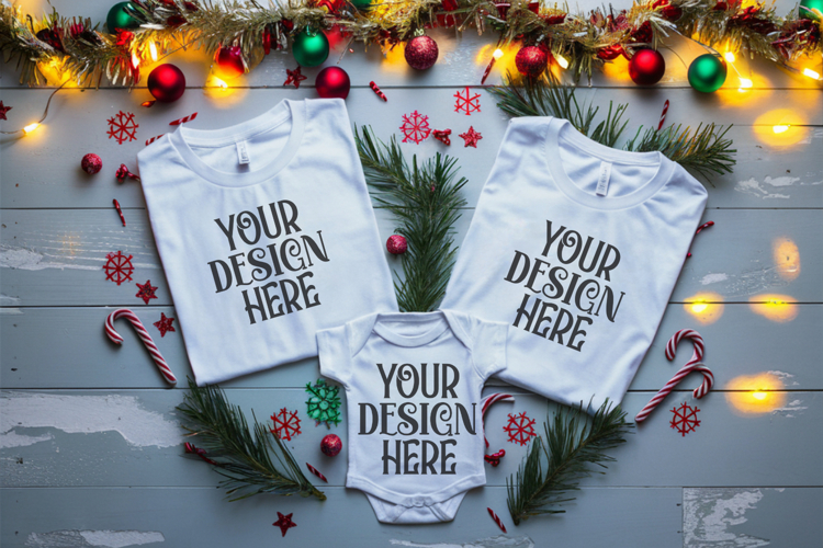 Christmas Family Matching Flat Lay T-Shirt Mockups