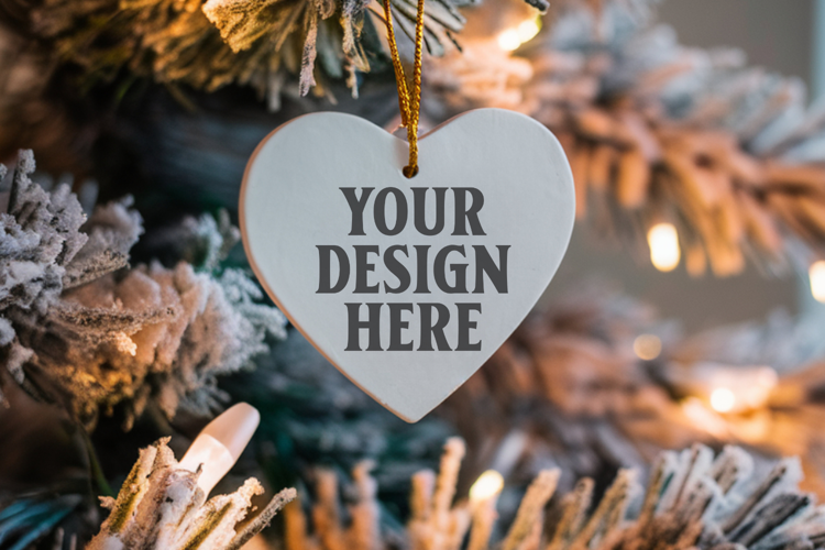 Holiday Love Heart Ornament Mockups | Romantic Christmas Tre
