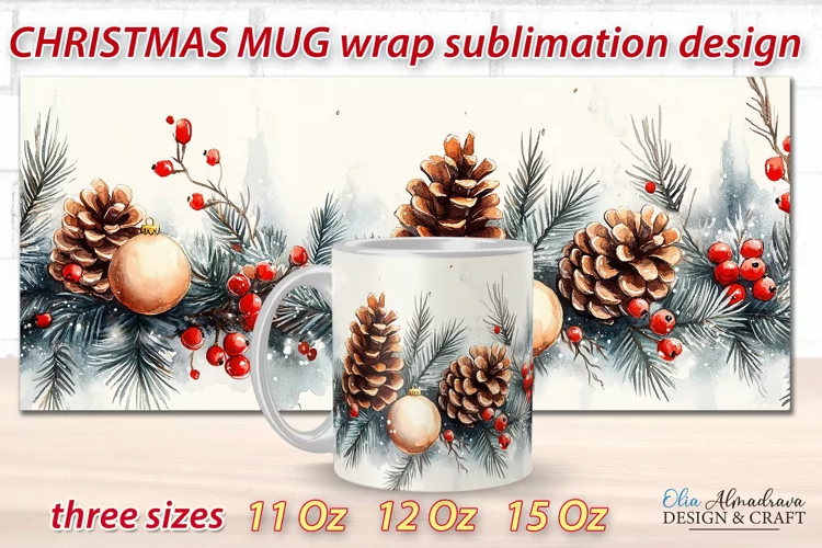 Christmas Mug Wrap design| Mug Sublimation Cricut Template