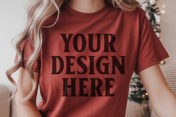 Christmas Comfort Colors 1717 Chambray T-Shirt Mockup Rea