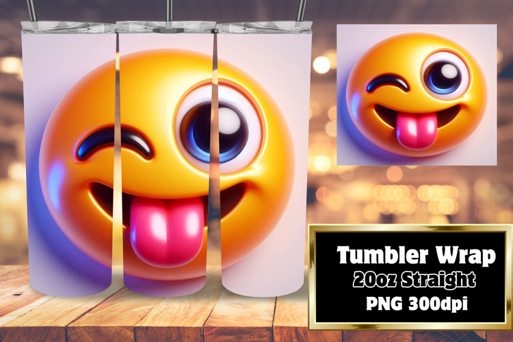 20oz Tumbler Artwork for Sublimation , 3D Emoji