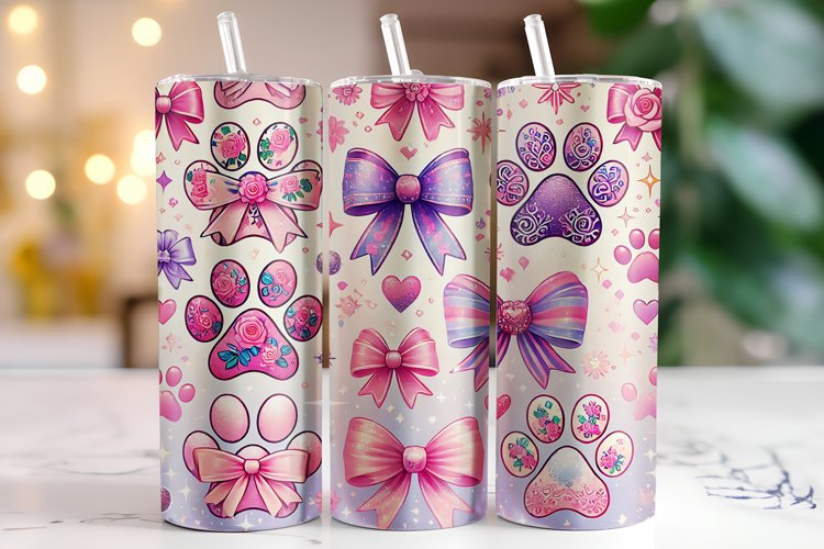 Bow & paw Tumbler Wrap | Sublimation | Tumblers