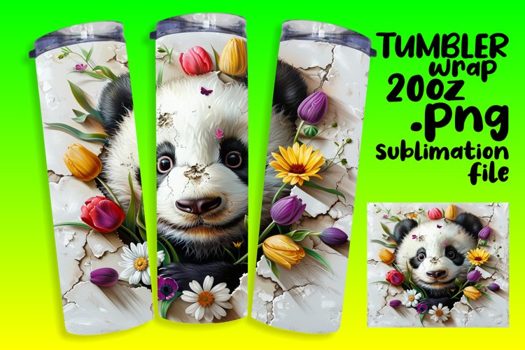 Flower Tumbler Wrap: 3D Animals in Wall Hole Design