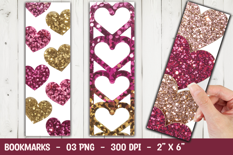 Glitter Heart Bookmark Sublimation