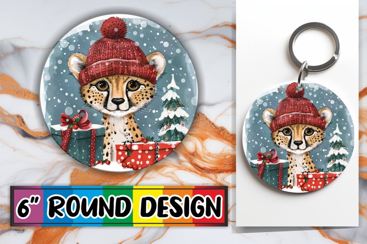 Holiday Animals Watercolor Round Design Sublimation