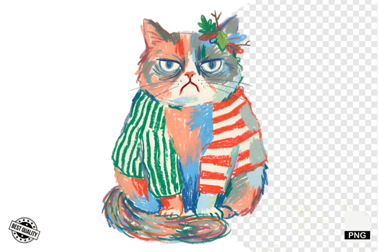 Quirky Funny Autumn Cat Clipart