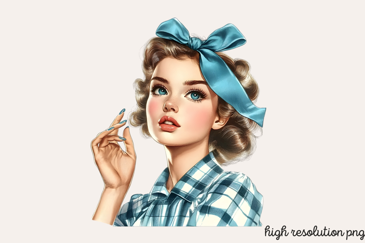 Vintage Retro Girls Clipart PNG