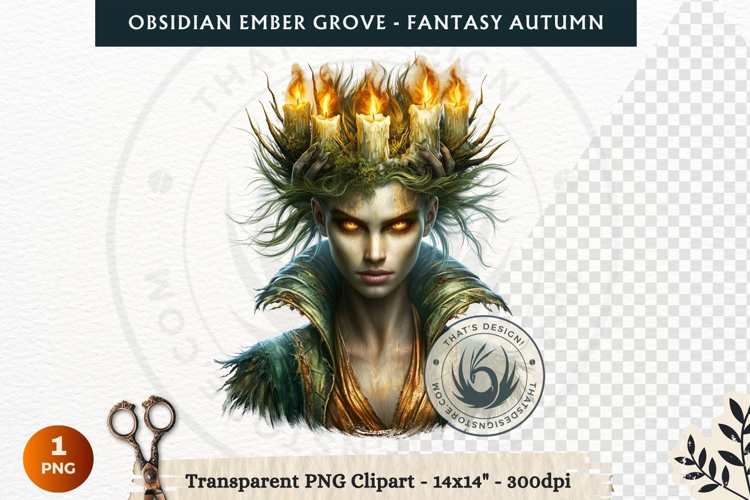Dark Autumn Fantasy Clipart PNG for RPG Obsidian Ember Grove