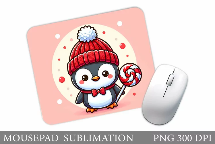 Cute Penguin Mouse Pad. Christmas Penguin Mouse Pad Design
