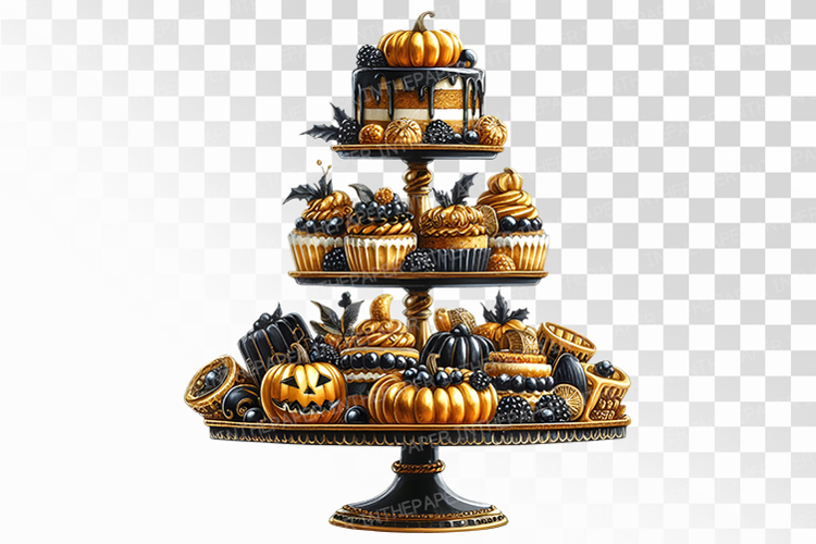 Halloween Three Tier Dessert Tray Display PNG