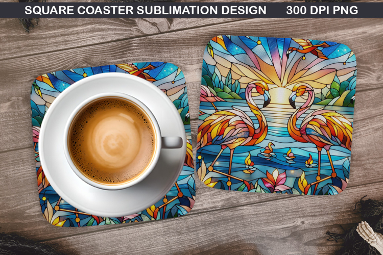 Flamingo Coaster Sublimation, Summer Coaster PNG Design