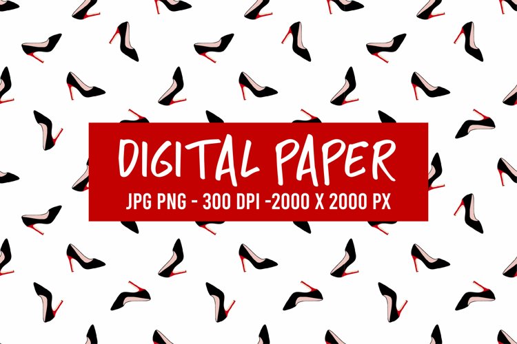 Seamless Pattern with Black Shoes | Shoes digital paper