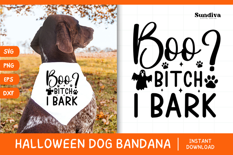 Funny Halloween Dog Bandana Quote SVG | I Bark