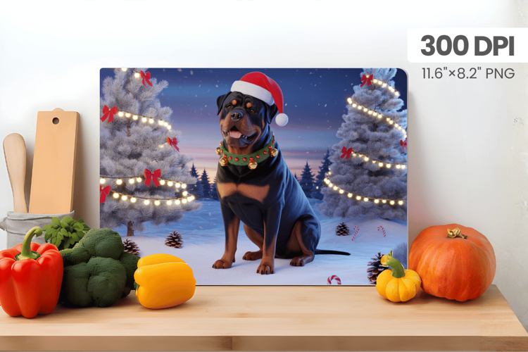 Winter Dog Christmas Wonderland Cutting Board PNG Sublimatio