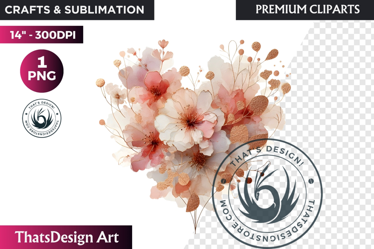 Rose Gold Pink flowers Clipart, Abstract Flowers Wedding PNG