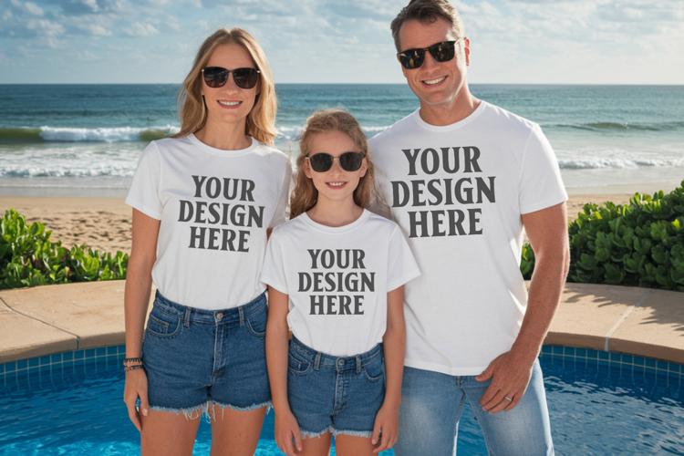 Bella Canvas 3001 Family Group T-Shirt Mockup