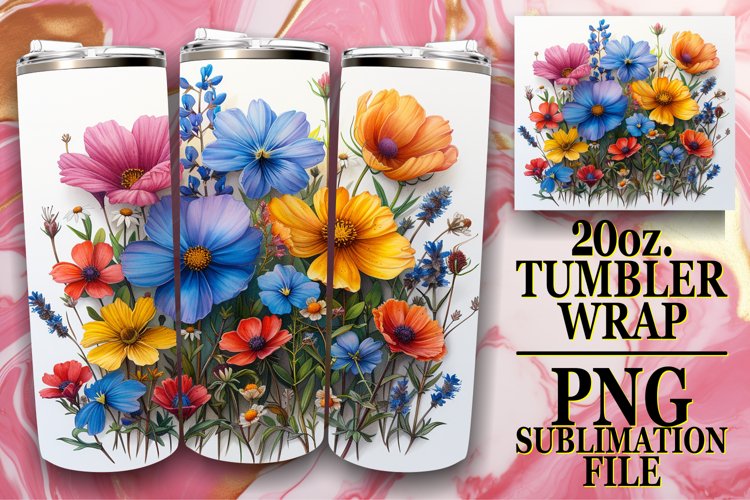 Colorful Meadow of Flowers Tumbler Wrap