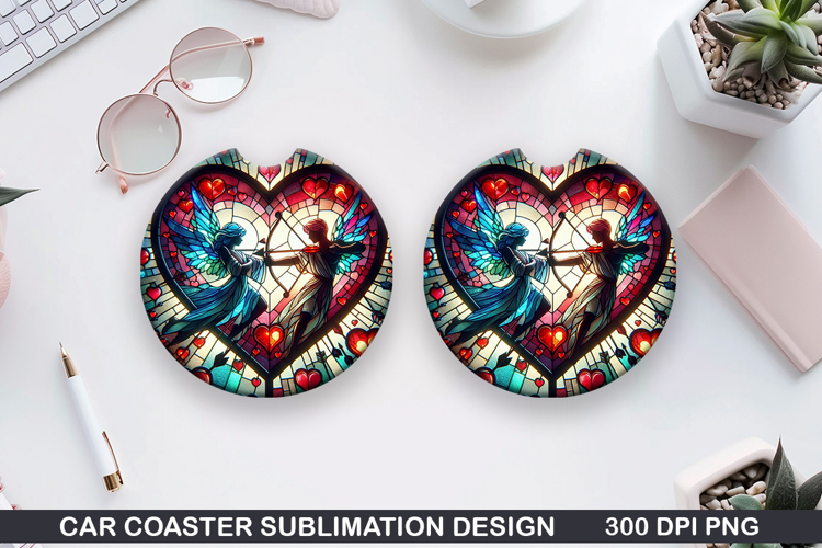 Cupids Love Car Coaster Sublimation| Valentine Coaster PNG
