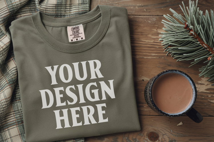 Forest green Comfort Colors 1717 Christmas Folded T-Shirt Mo