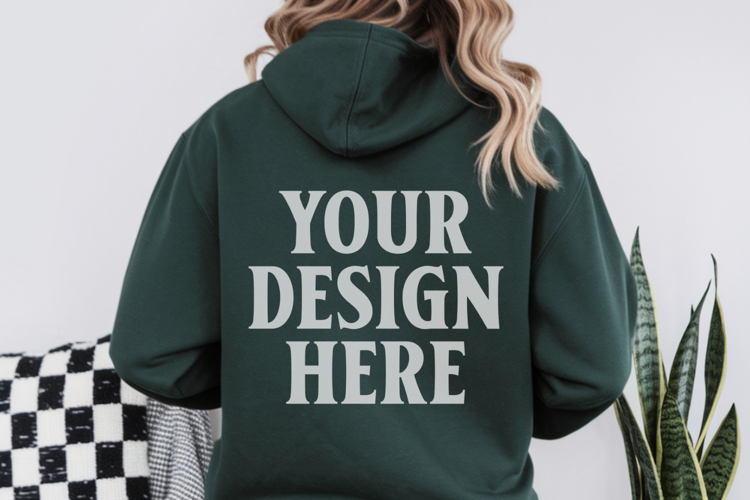 Forest Green Gildan 18500 Hoodie Sweatshirt Mockup, Unisex H