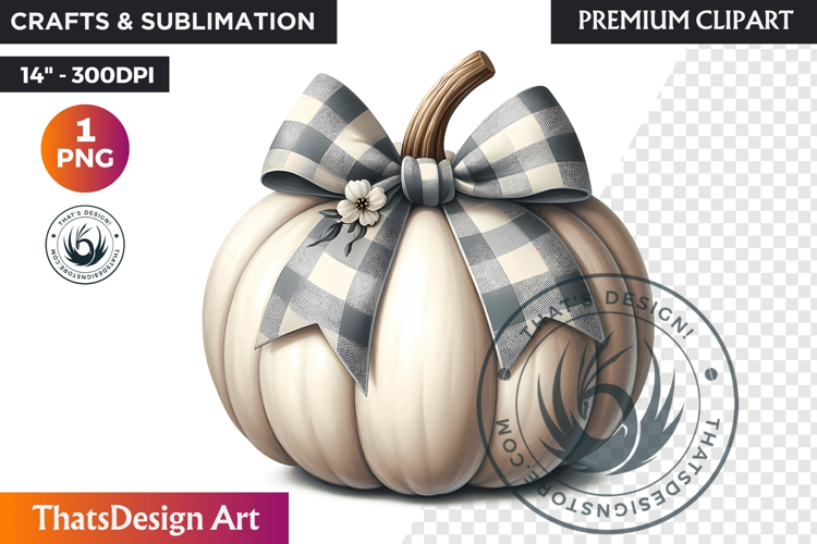 Harvest Coquette chic Pumpkin with bow, Boho autumn clipart