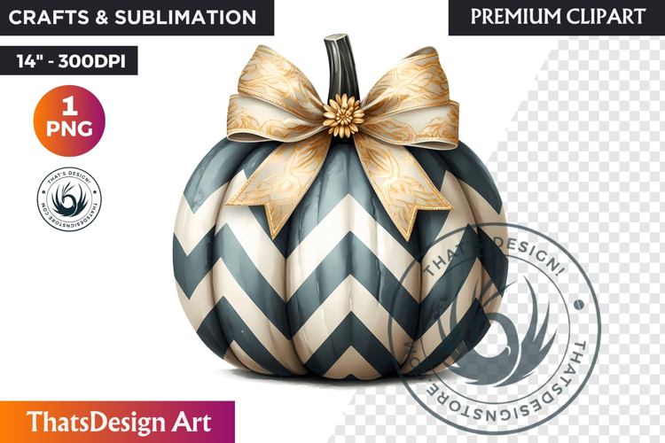 Harvest Coquette chic Pumpkin with bow, Boho autumn clipart