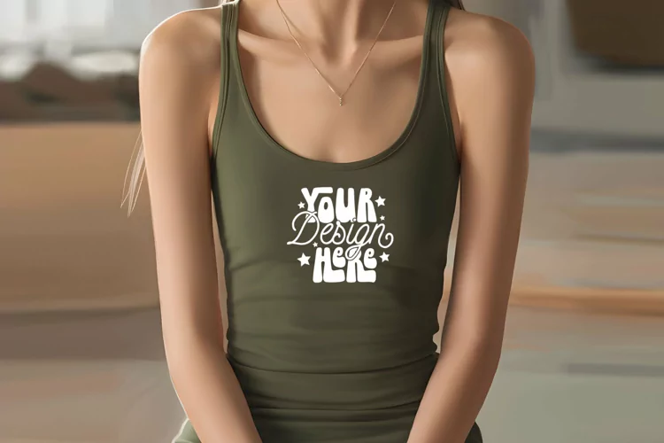 Next Level 1533 Military Green Mockup, Next Level Tank Top