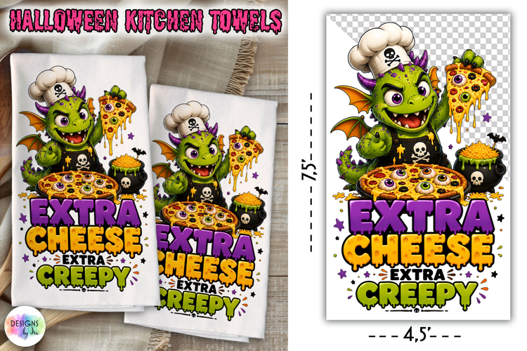 Extra Cheese Extra Creepy Halloween Towel PNG
