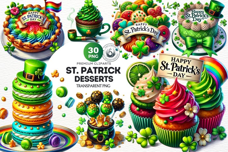 St Patrick's Day Desserts Clipart Set, Saint patrick PNG sub example image 1