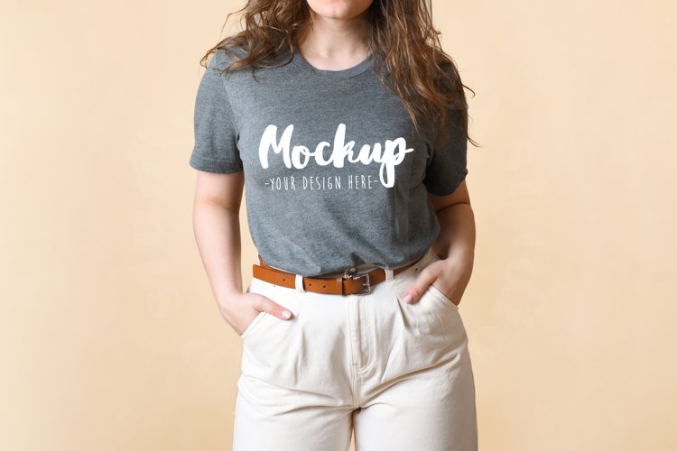 Deep Heather 3001 Bella Canvas Tshirt Mockup | Model Mockup