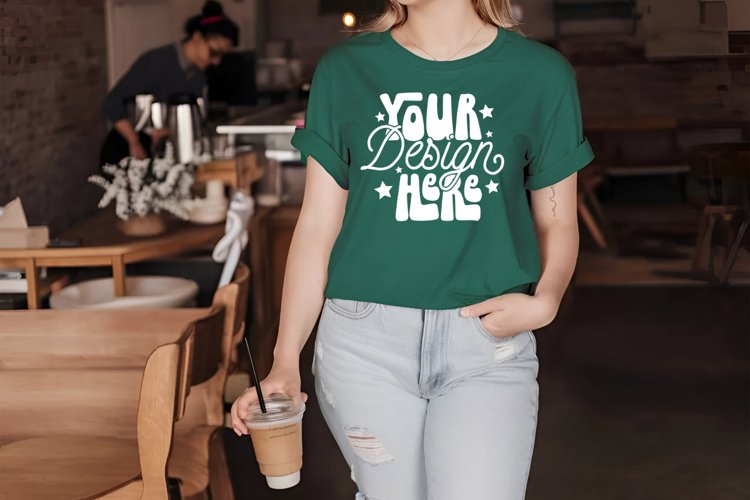 3001 Evergreen Model Mockup Bella Canvas Mockup, Green