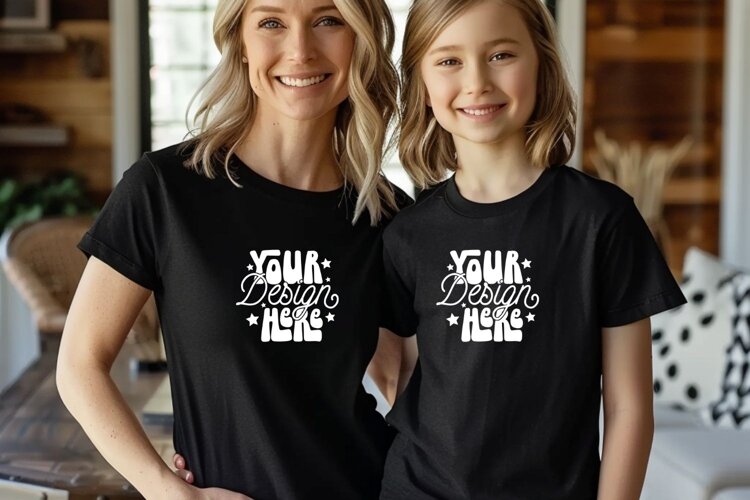 Bella Canvas 3001 Mommy and Me Mockup, Mother's Day Mockup, example image 1
