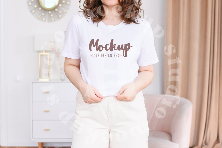 White Tshirt Mockup Image 16