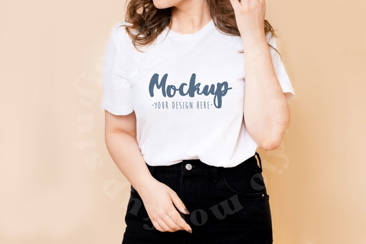 3001 Bella Canvas White Tshirt Mockup | Model Tshirt Mockup example image 1