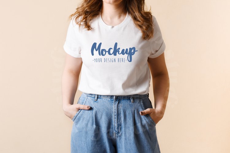 3001 Bella Canvas White Tshirt Mockup | Model Tshirt Mockup example image 1