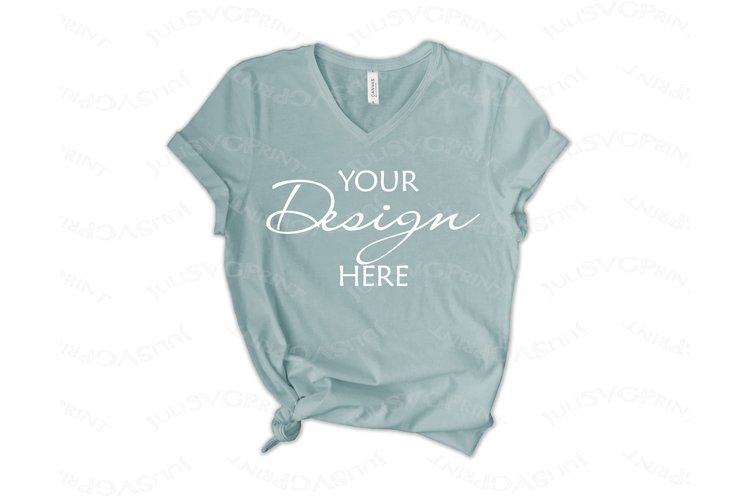 Dusty blue Bella Canvas 3005 Mockup Green tshirt mock up example image 1