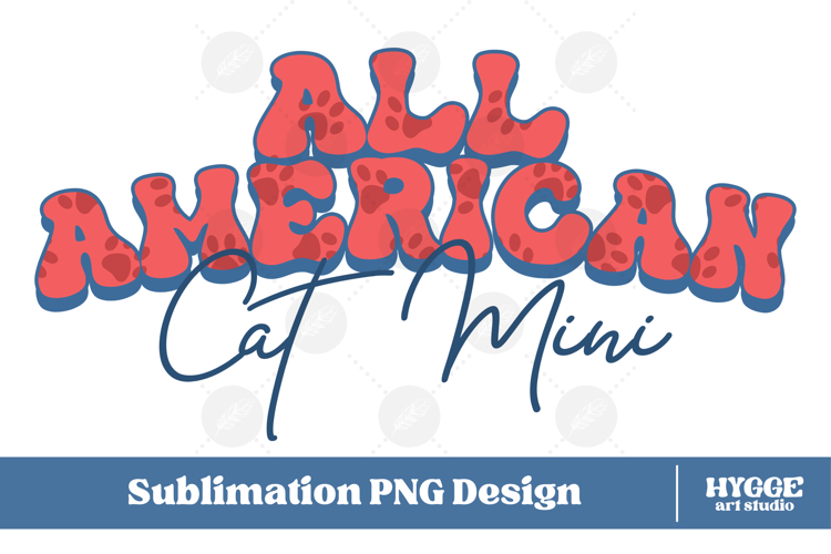 American Cat Mini 4th of July USA Paw DTF PNG Sublimation