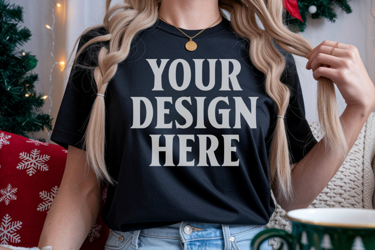 Black Tshirt Mockup Image 20