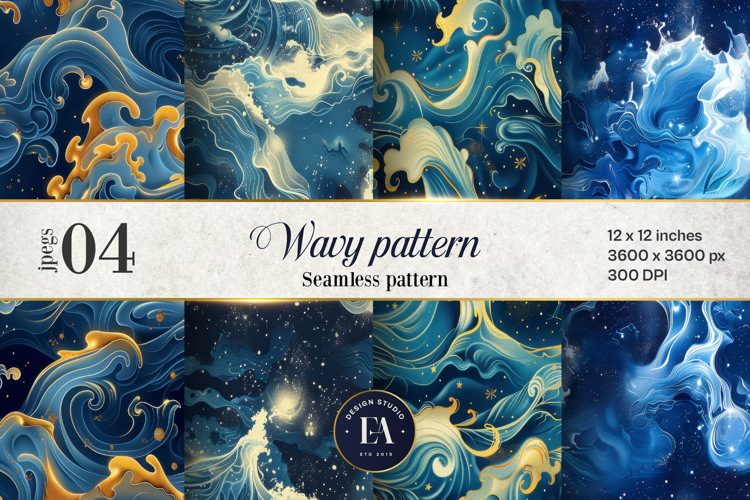Cloudy wavy Digital paper, Thunderstorm wavy patter