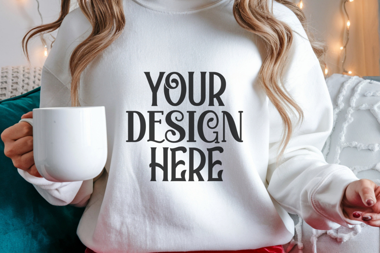 Christmas Gildan 18000 White Crewneck Sweatshirt Mockup
