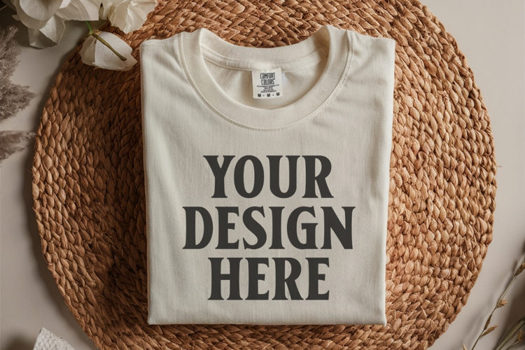 Ivory Comfort Colors 1717 Folded Tshirt Mockups