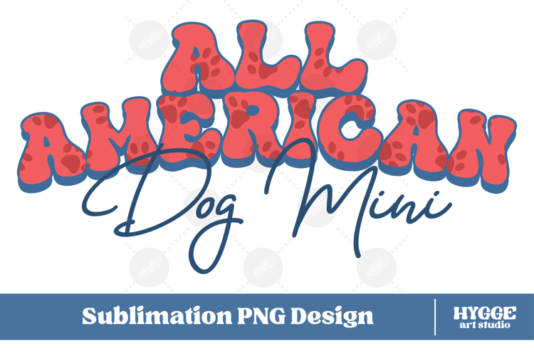 American Dog Mini 4th of July USA Paw DTF PNG Sublimation