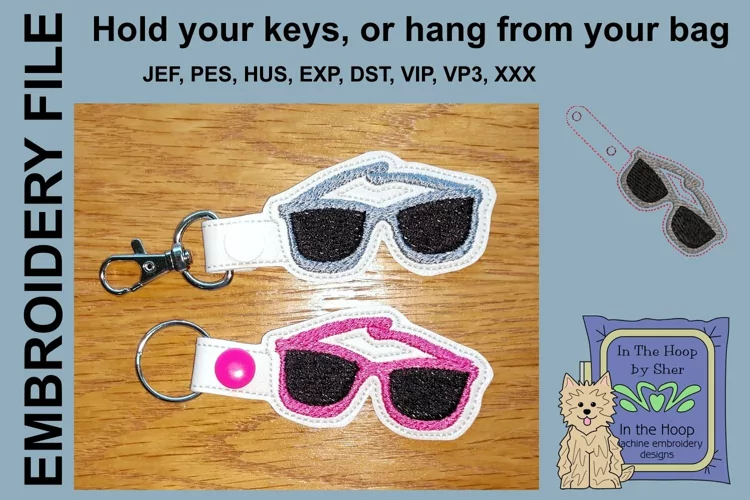 ITH Cool Sunglasses Vinyl Key Fob or Bag Tag - Snap Tab