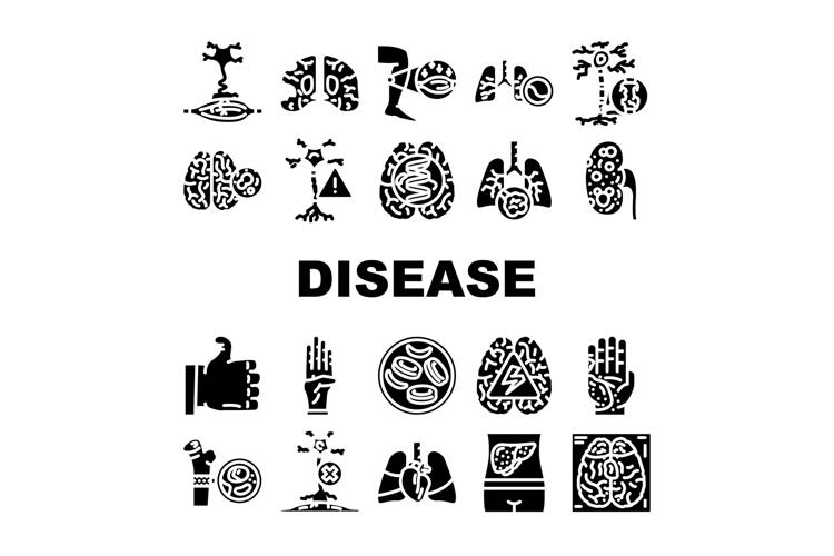 incurable disease icons set vector