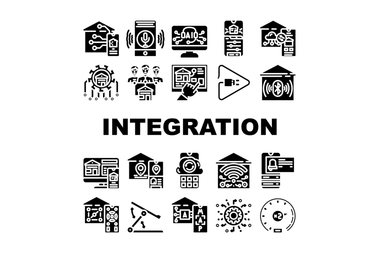 Smart home system integration collection of icons