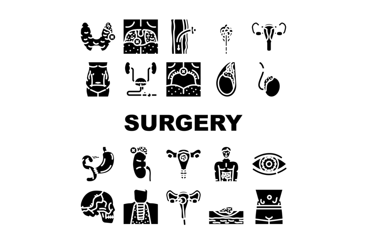 surgery hospital operation icons set vector