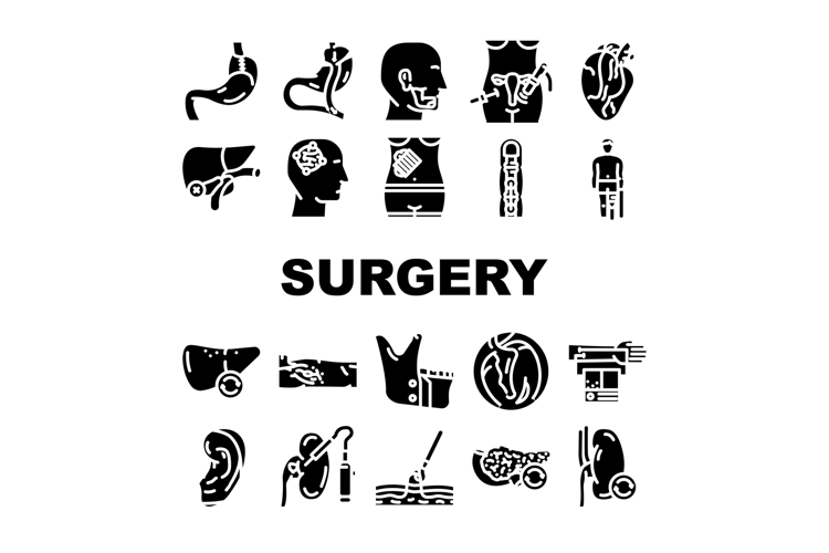 surgery doctor scalpel icons set vector