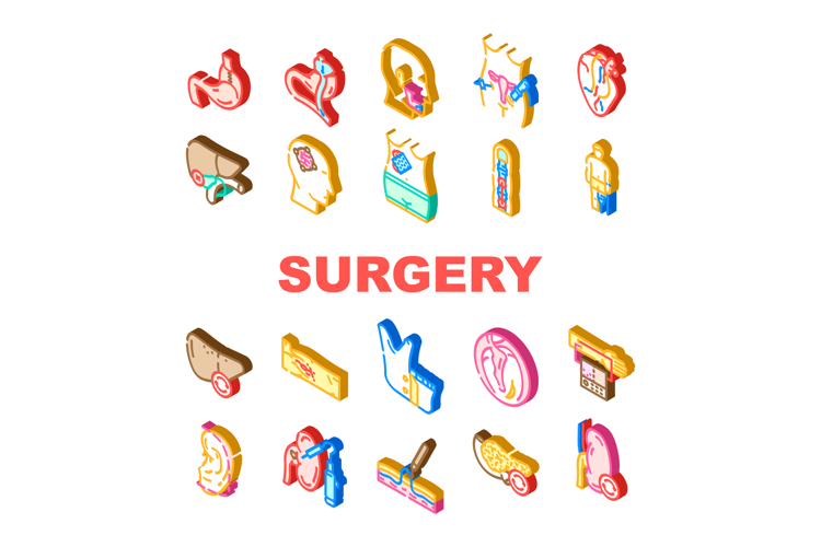 surgery doctor scalpel icons set vector