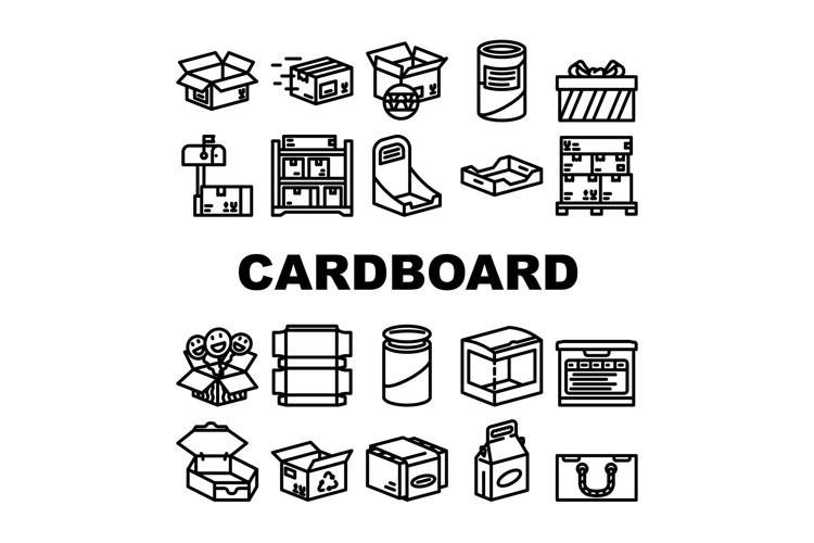 cardboard packaging sustainable icons set vector