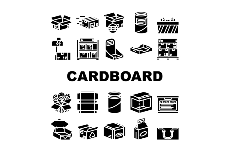 cardboard packaging sustainable icons set vector